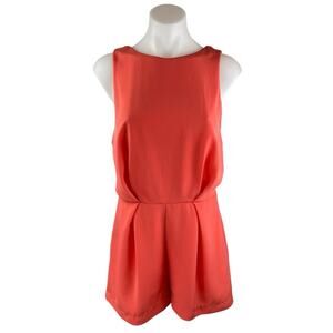 ASTR the Label Orange Sleeveless Pleated Lace Open Back Zip Jumpsuit Romper Sz S